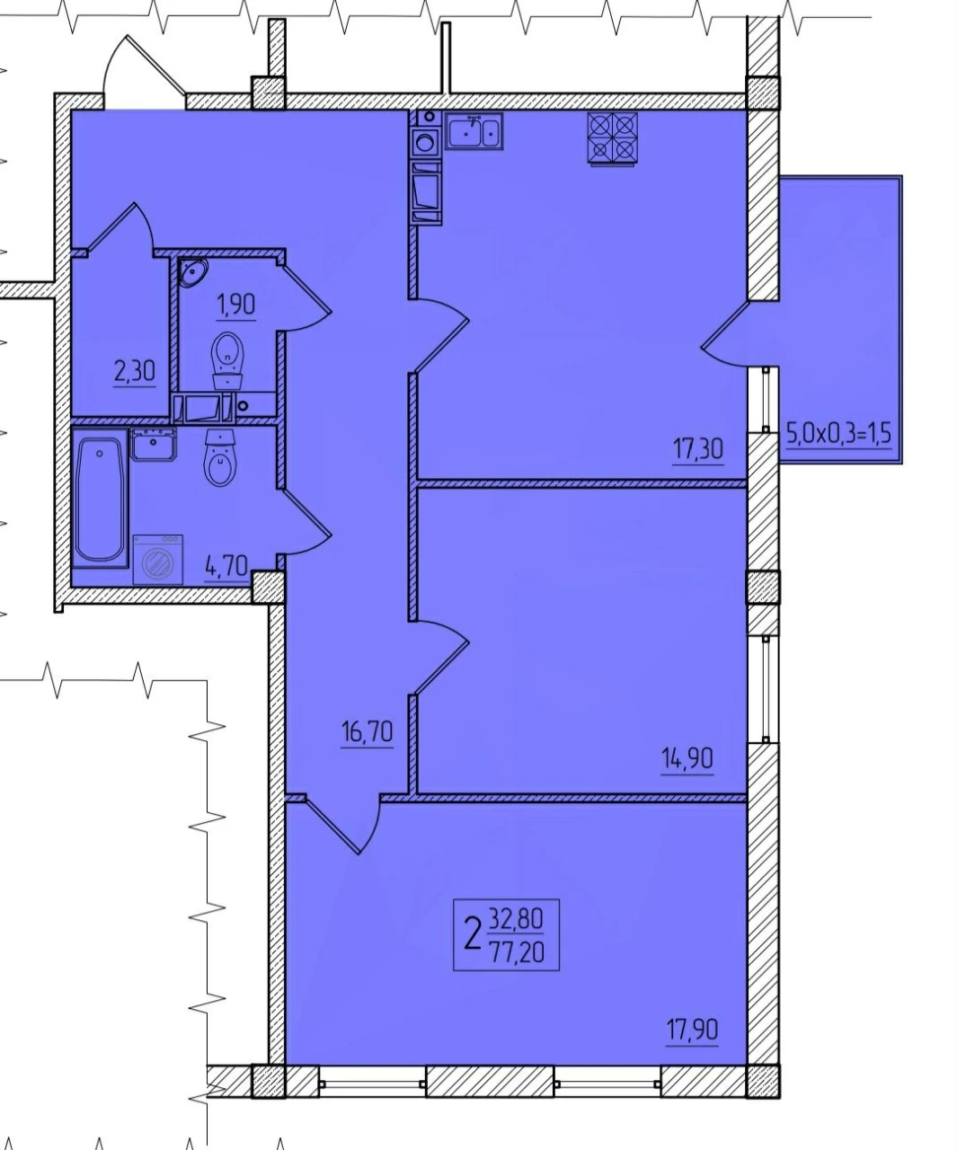2 - км. квартира в новому ЖК ,, Dream House ", центр Садгори
