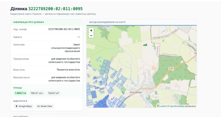 Продам земельну ділянку 1,9647 га ОСГ, Ясногородка, без орен