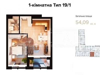 For sale 1-room apartment 54 sq. m. on Antonovycha St. 83 • ID 34661