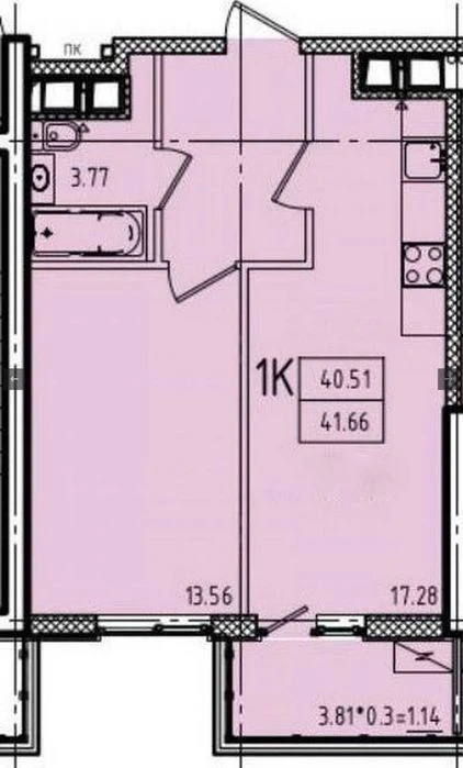 Квартира площадью 41,7 м² в ЖК «Эллада» / Генуэзская / Аркадия