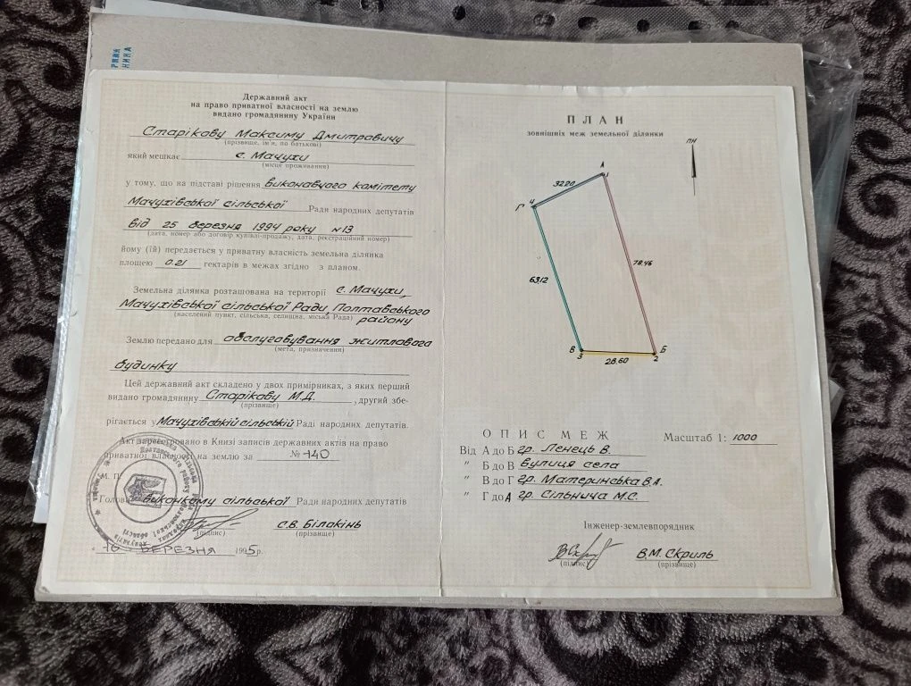 Земельня ділянка під забудову земельный участок Мачухи Полта