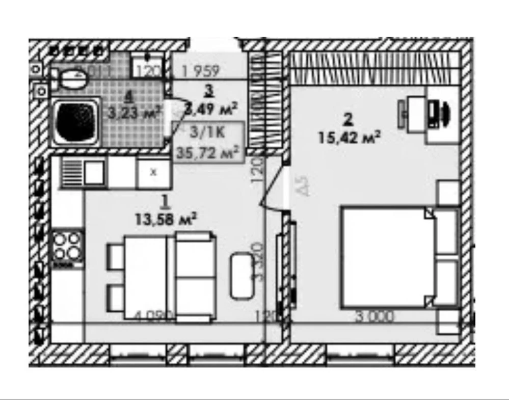 Терміновий продаж. Гаряча ціна — 1-кімнатна квартира 36 м² п