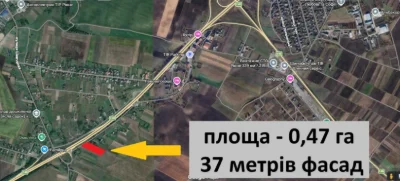 Ділянка 0,47 га над трасою, перед об'їзною Рівне, район Хуті