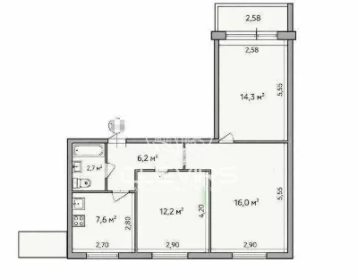 Без % Продаж 3 кімнатної квартири, вул. Харківське шоссе 2,