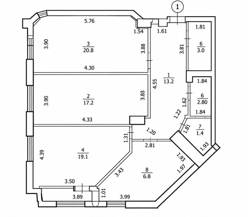 3-кімнатна квартира в самому серці міста | 97,4 м² |