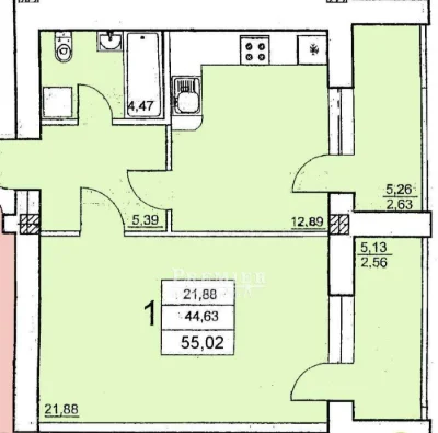 Продам в кирпичном доме квартиру,  55 кв. м.  Двухконтурный