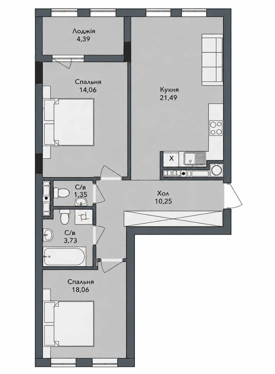 Велика 2 кім квартира бічна Зеленої | 73 м² за 109000 $