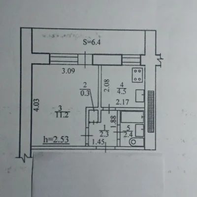 Продаж  1 кімнатної квартири