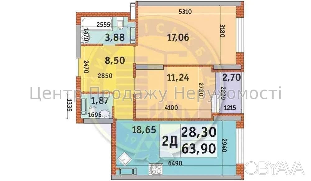 2-комнатная квартира, 63.9 м.кв.