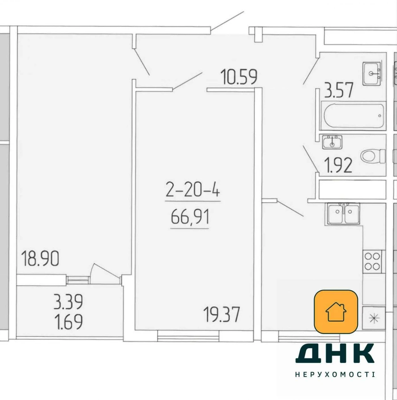 Kadorr City‼️2-комнатная квартира без ремонта ,67 м2 ‼️ 65 ж
