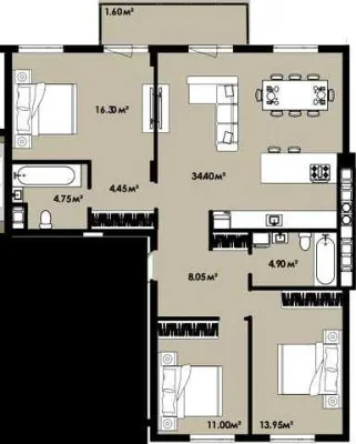 Sale of 3-room apartment in the residential complex Willa Karolina, Kolumba