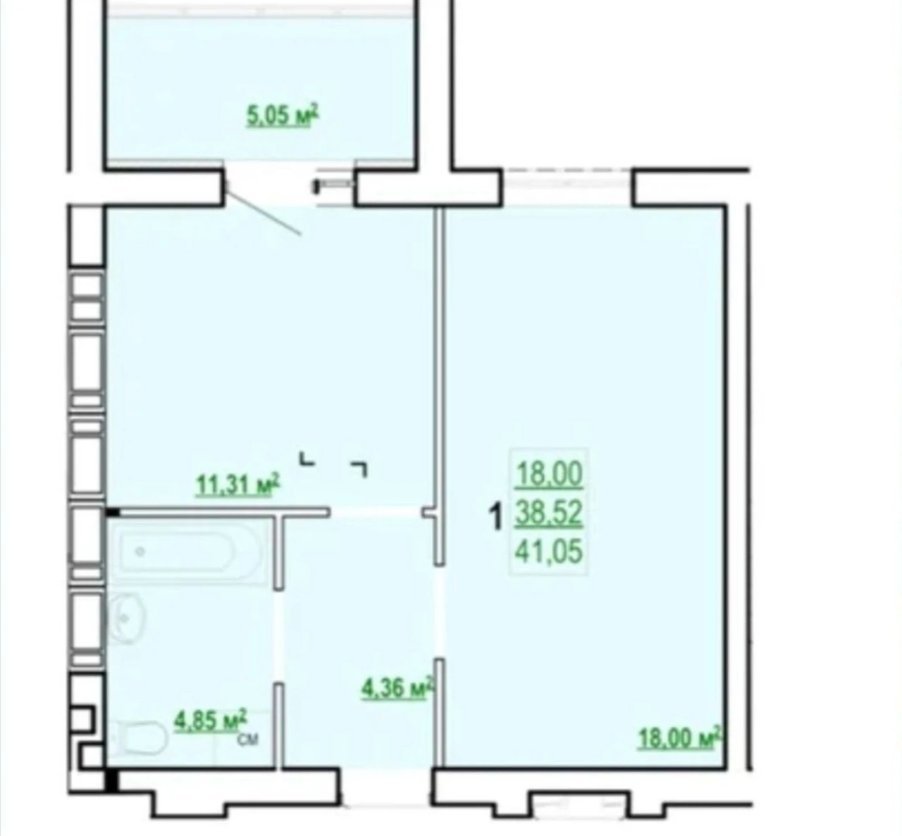 For sale, 1-bedroom apartment in new building, "Fairytale" residential complex, renovation possible
