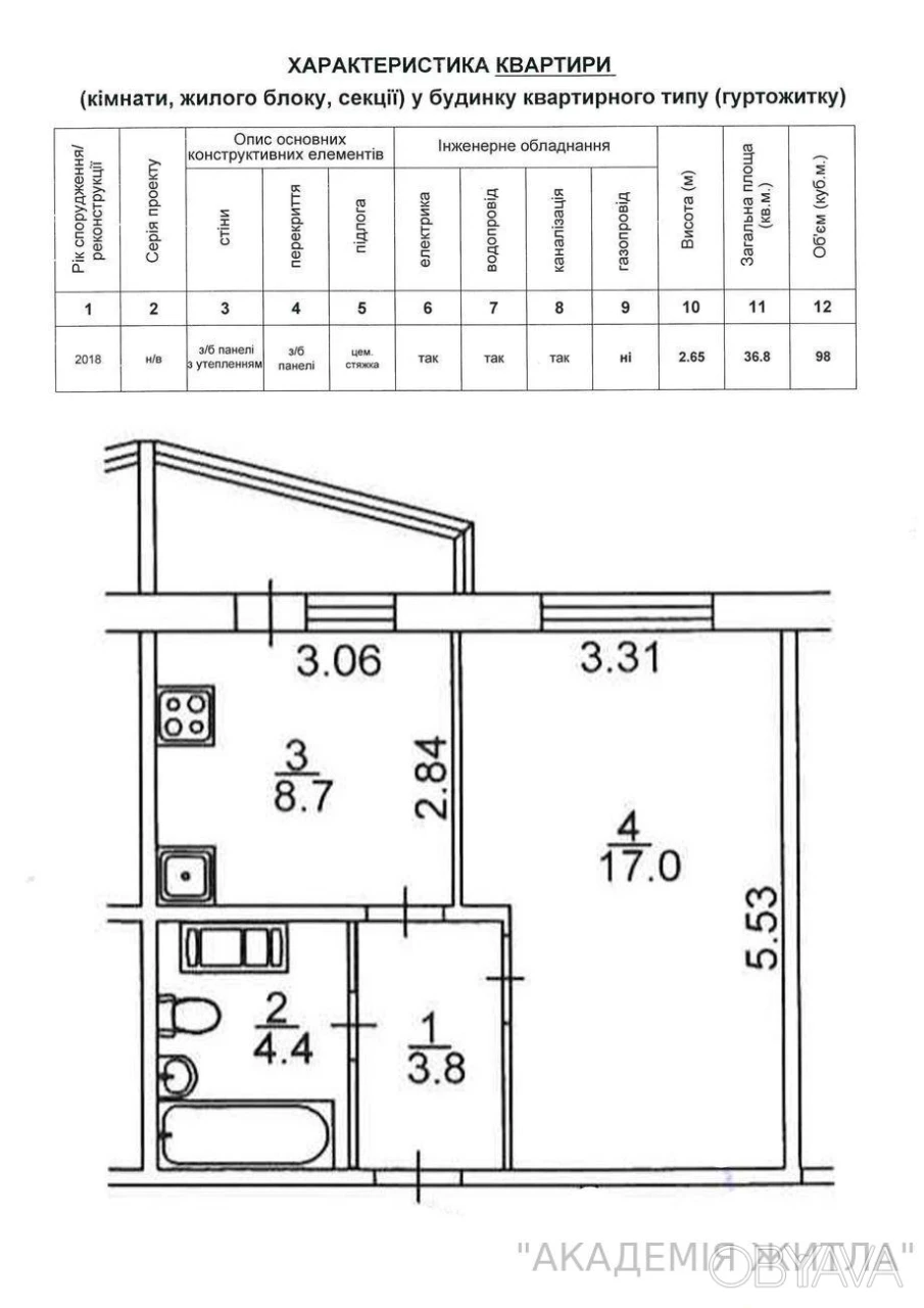 1-комнатная квартира, 36,8 м.кв.