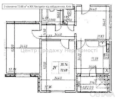 1-bedroom apartment, 72.68 sq m