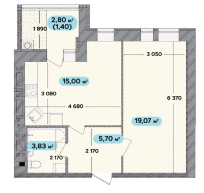 Sale of a 1-room apartment 47 sq m in the residential complex Spring Town New Riviera (Section)