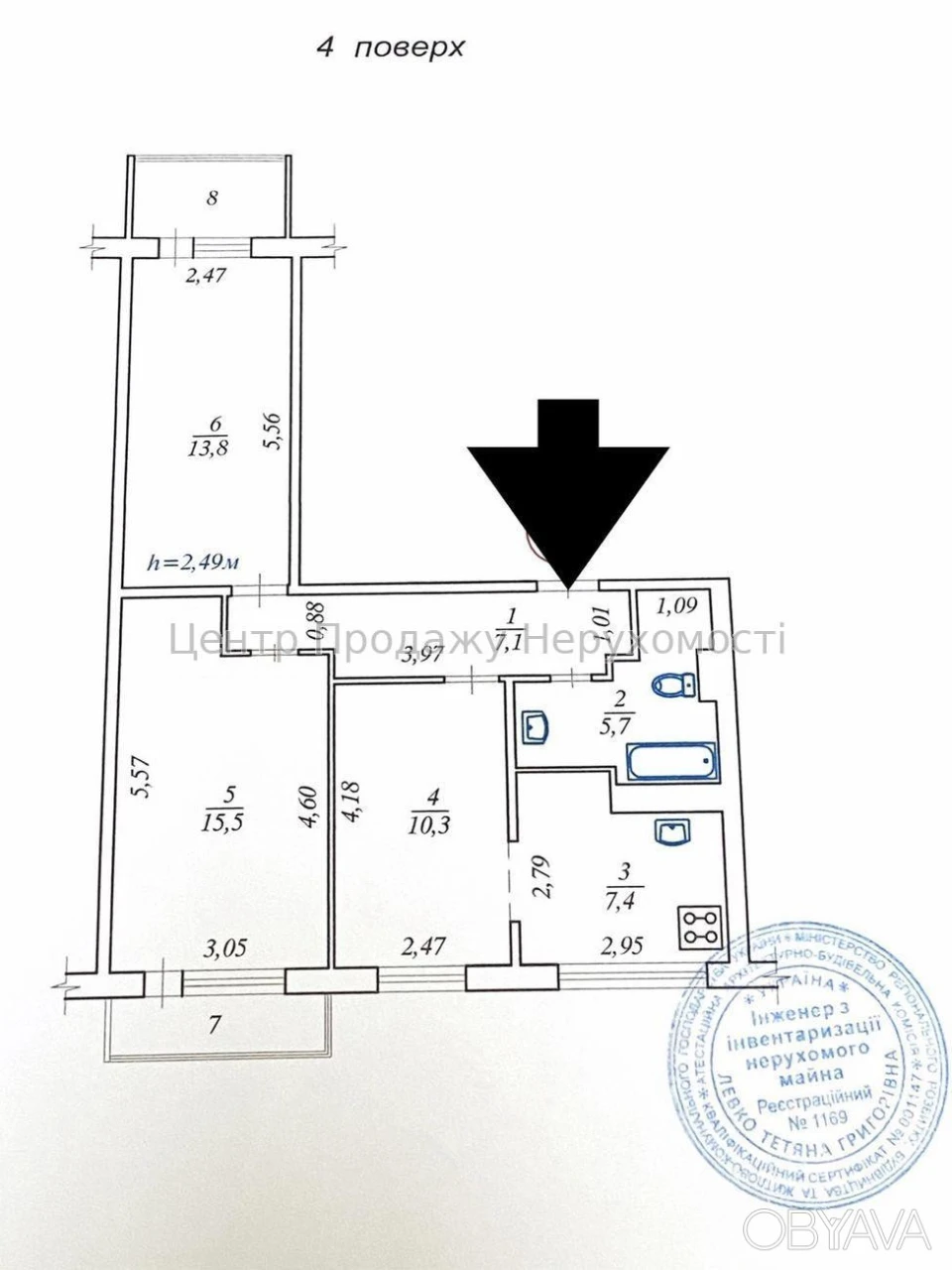 3-room apartment, 65 sq m