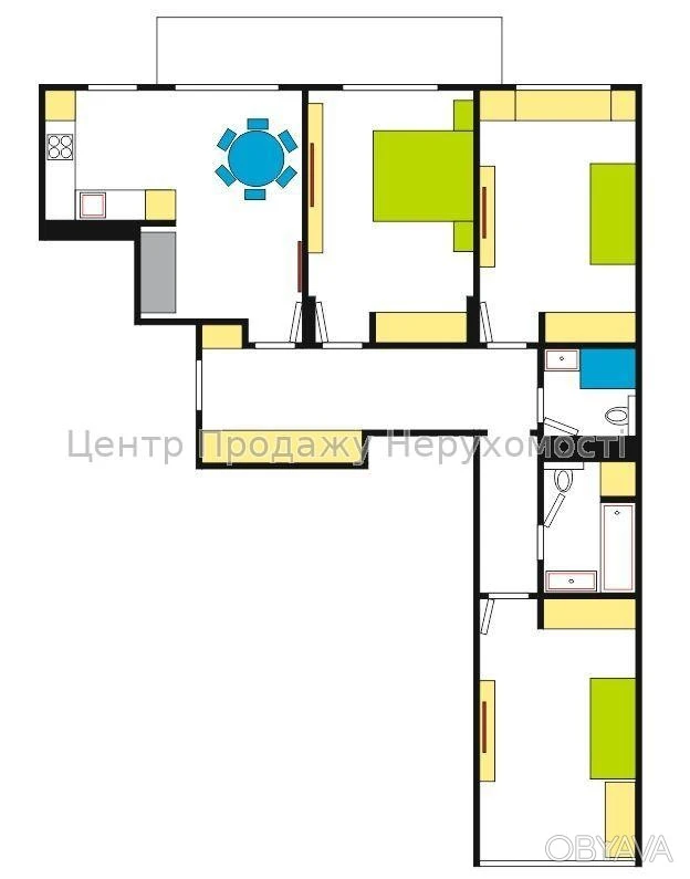 3-комнатная квартира, 95 м.кв.