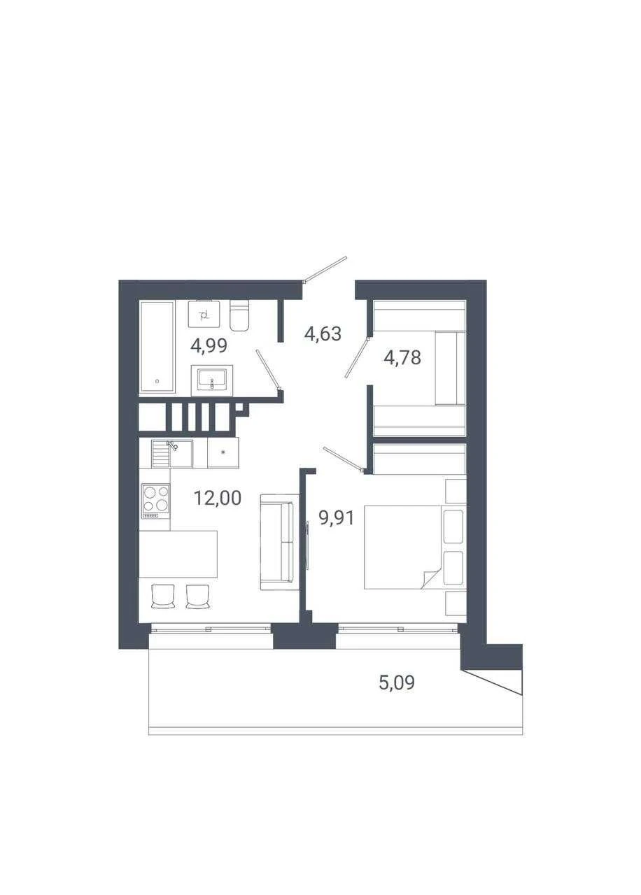 Sale of a 1-bedroom apartment with a terrace in the Nobl residential complex – business class