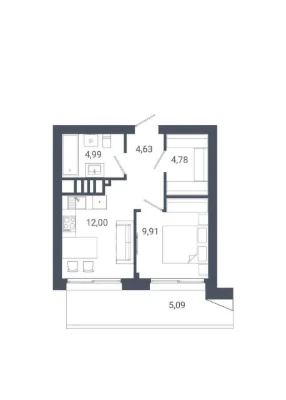 Sale of a 1-bedroom apartment with a terrace in the Nobl residential complex – business class