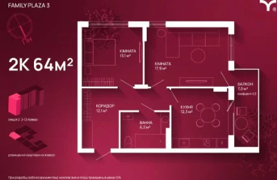 Продаж 2-кімнатної квартири в ЖК Family Plaza 3