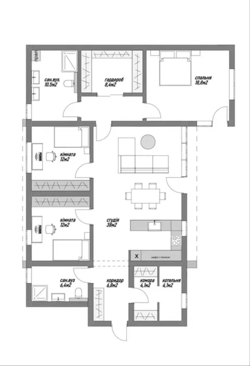 Stylish House 150 sq m, unfinished, with gas, Martishiv 64, Sadova Vaschenko