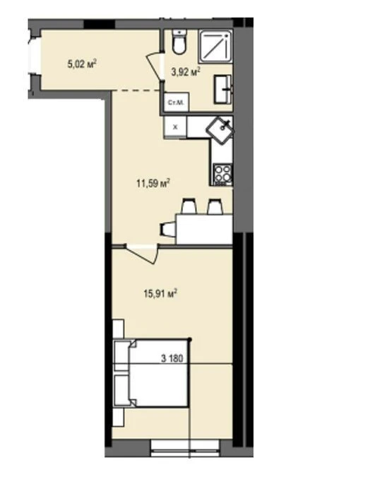 Apartment type of residential complex "Podil Plaza Residence" Hlybochytska