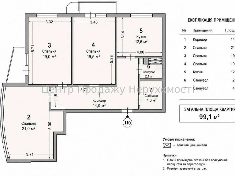 Продажа 3-комнатной квартиры, 99,1 м², ЖК «Министерсь
