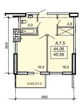 Квартира в ЖК Акрополь-3, 1 комната