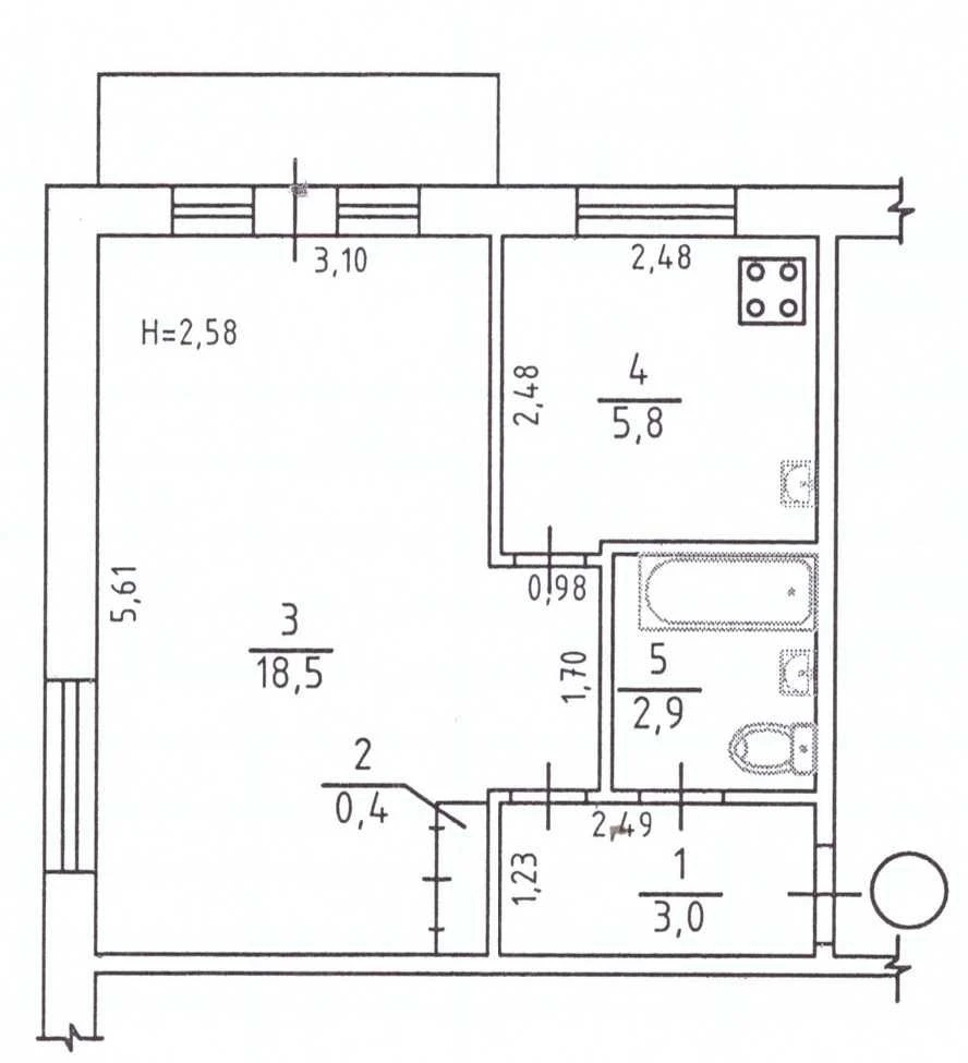 Продам 1-ю квартиру на среднем этаже. ХТЗ (405338)
