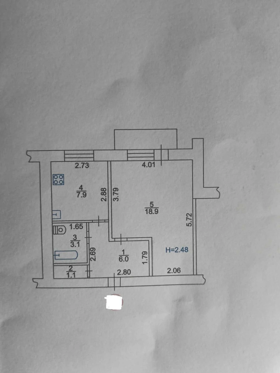 For sale 1 room apartment near Bara Bashova metro, 15 minutes