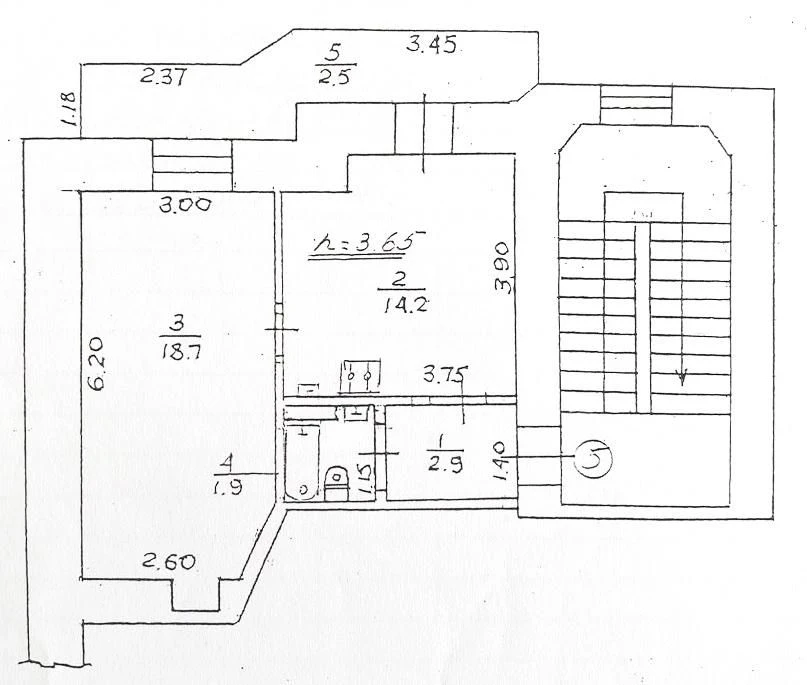 1-room apartment in Sakhagans'kyi, Center