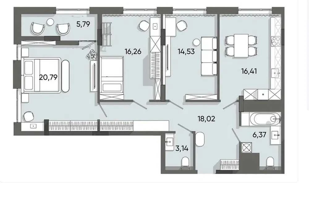 Без комиссии | Рассрочка | 3-комнатная, 101 м² | ЖК Resident