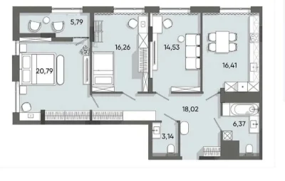 Без комиссии | Рассрочка | 3-комнатная, 101 м² | ЖК Resident