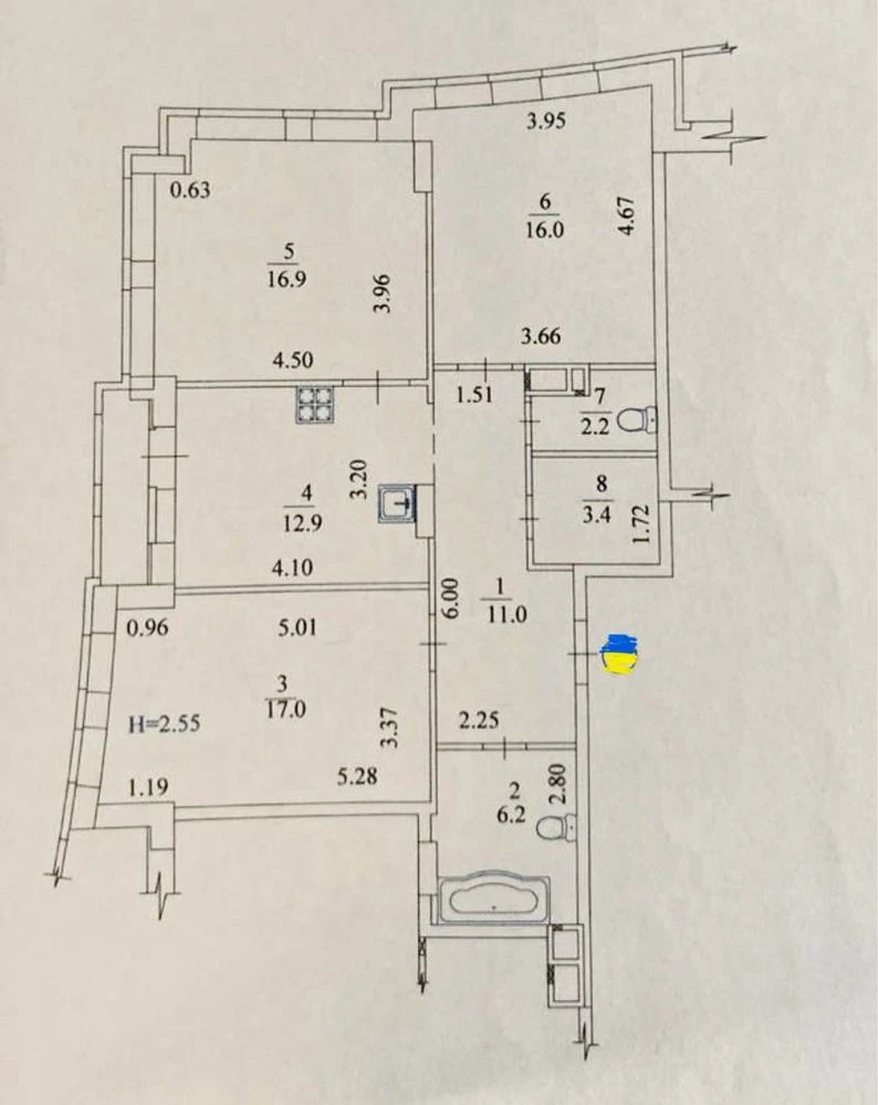 Sale of a 3-room apartment in the "Meridian" residential complex