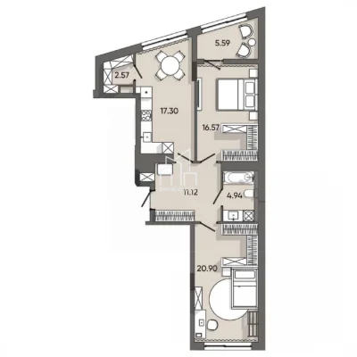 Sale of a 2-bedroom apartment in the Orlan Residents residential complex