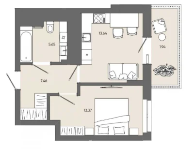 Sale of a 1-bedroom apartment in the Five Address residential complex, Rakovskogo Street