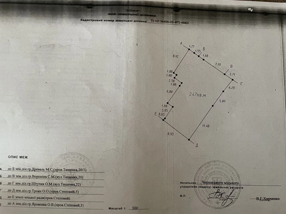 Land plot in the center of Cherkasy