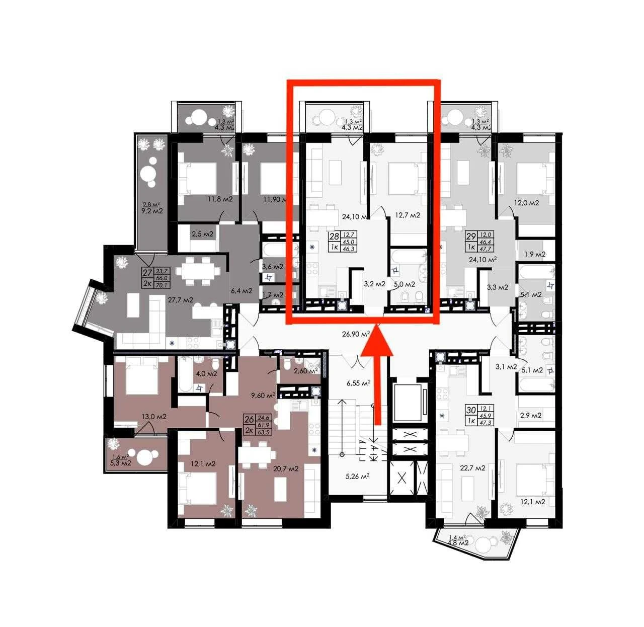 Стильная 1-комнатная квартира 46 м² на ул. Стрийской: кухня-