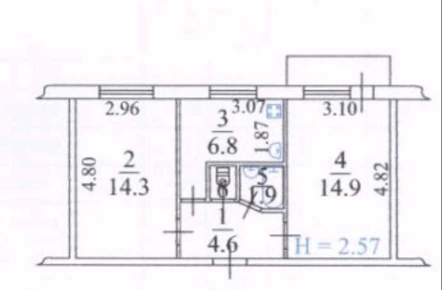 2-room apartment for sale 44.2 m², Generala Potapova St.,
