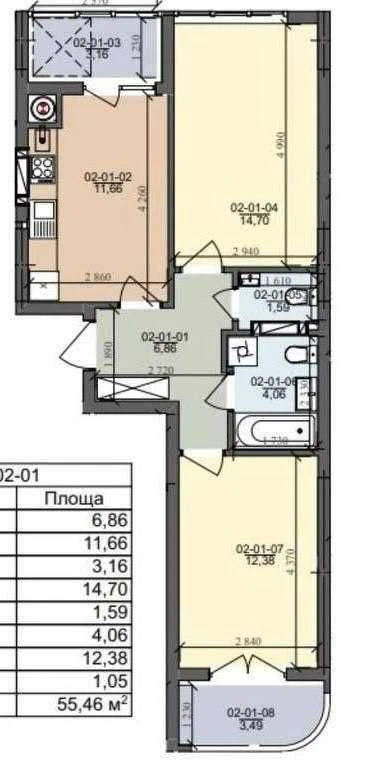 Sale of a 2-bedroom apartment, Truskavetska Street, Galzhitlobud