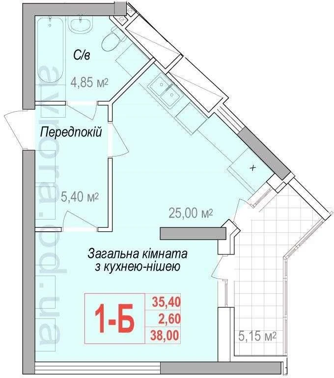 1-комнатная квартира в ЖК "Аврора", в тихом дворовом районе, 38 кв.м.