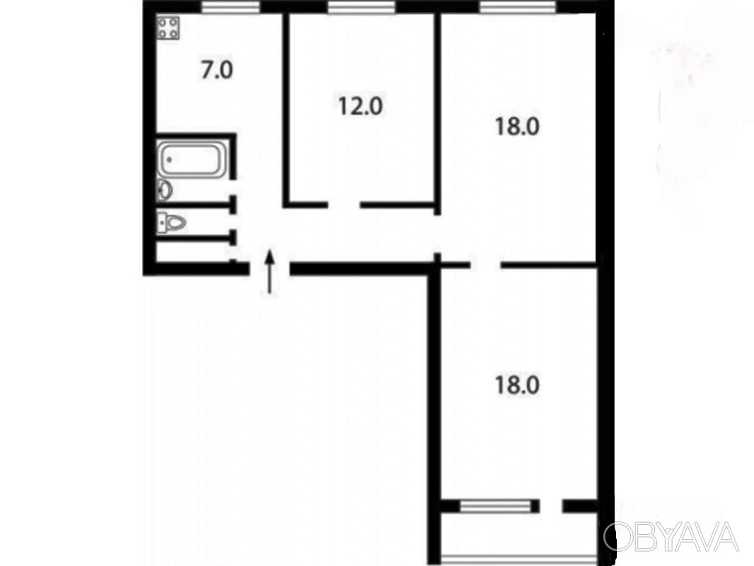 3-bedroom apartment, 77 sq.m