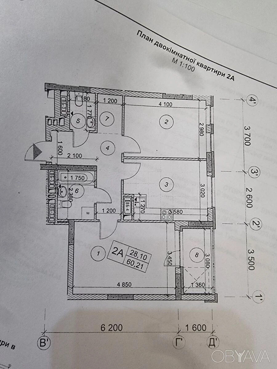 1-bedroom apartment, 60 sq.m