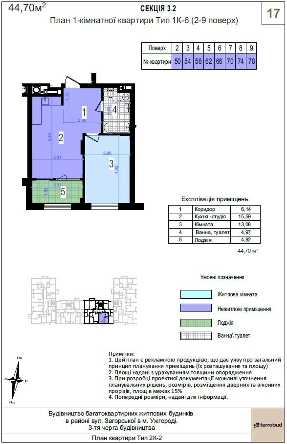 Apartments for Sale from Developer 44.7 m2