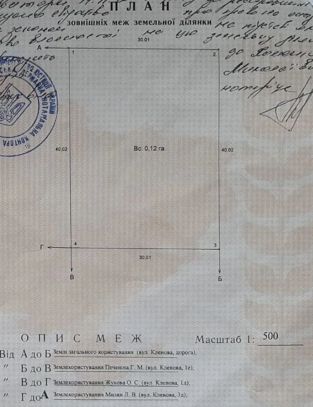 Land for sale with address. 0.12 hectares for development.