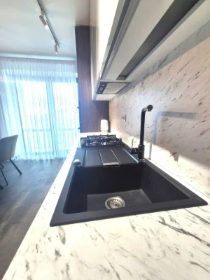 Modern apartment with renovation in a house near the lake. "HYDROPARK