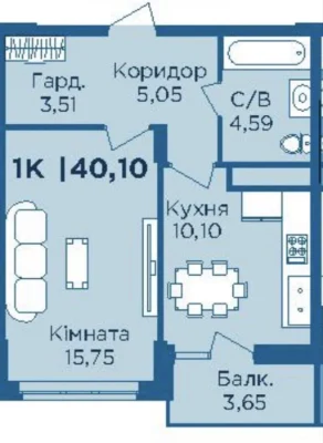 Sale of a 1-bedroom apartment in the URBN residential complex