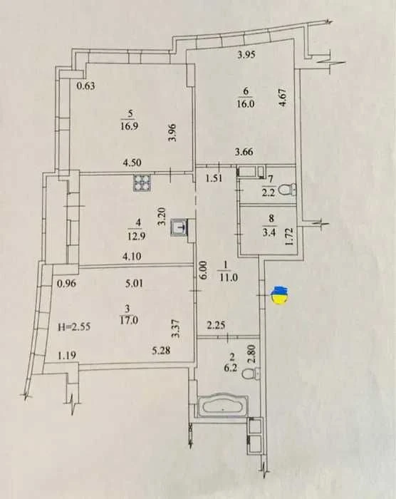For Sale: 3-room apartment in residential complex "Meridian". Gv. Shirontsevo 72 (code