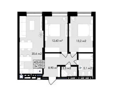 Продажа 2-комнатной квартиры 62,9 м² в жилом комплексе Prostirм. Львов, ул. Стрийская – Карла Микльоша (район Сихов, напротив «Арены Львов»)