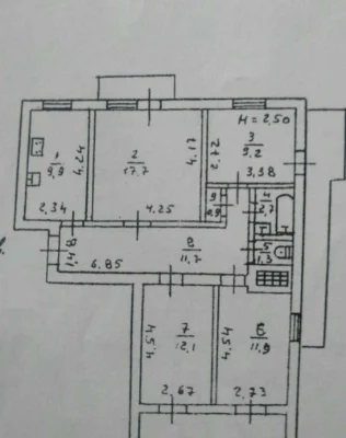 Продам квартиру 85м,  кирпичный дом,ул,Посмитного/7 Фонтана